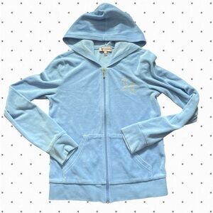 Vintage Y2K Juicy Couture Light Blue Periwinkle Velour Zip Jacket
